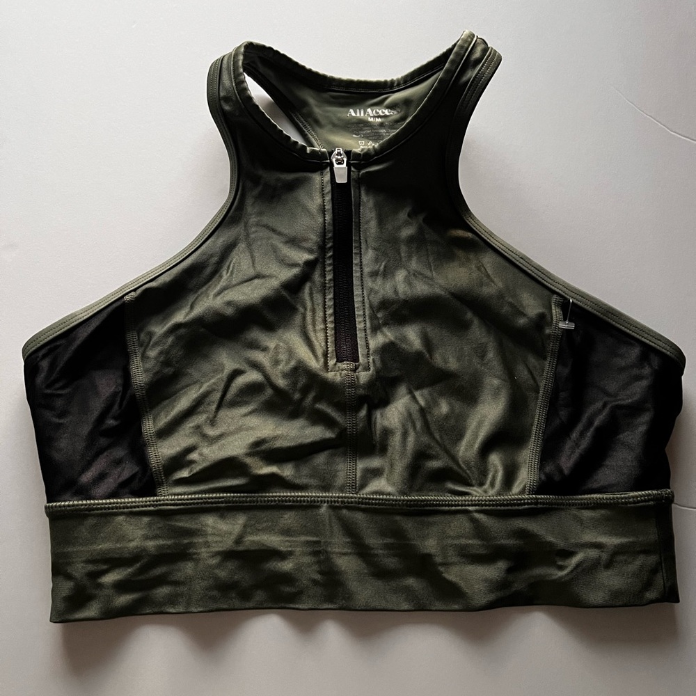 All Access Zip Front Shine Sports Bra Top Size M - Picture 7 of 9